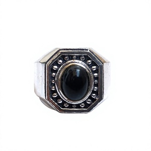 Bague en laiton massif couleur or et argent avec pierre précieuse améthyste pour homme, bague personnalisée en turquoise pour homme et femme, bague en argent avec pierre naturelle - Product Image 2