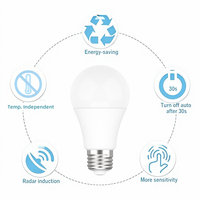 Ampoules LED E27 B22 A60 9W 806Lm avec détecteur de mouvement radar, allumage/extinction automatique, pour éclairage de sécurité de porche, garage, couloir