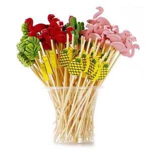 Palillos de dientes decorativos de bambú desechables, palillos de cóctel, venta al por mayor, 100 Uds., 4,7 pulgadas - Product Image 1