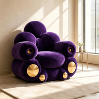 Luxuriöser Fiberglas-Akzentsessel mit Samtpolsterung, Kunstvoller Skulptur-Einzelsessel für Wohnzimmer und Lounge, Wohnmöbel