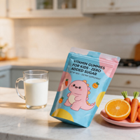 Sachet Doypack en plastique imprimé sur mesure, refermable avec fermeture éclair en aluminium, pour aliments lyophilisés pour animaux de compagnie, bonbons et aliments pour bébés