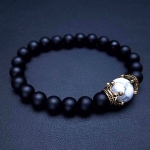 <span class=keywords><strong>Bracelet</strong></span> pour homme en perles de pierre œil de tigre bleue, style couronne antique, élastique, bijoux naturels tendance - Product Image 6