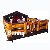 Taureau mécanique gonflable populaire pour l'extérieur avec arène ronde, matelas de taureau de rodéo à vendre