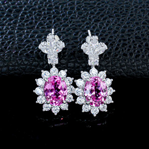 925 silver powder blue treasure <b>earrings</b> oval light luxury <b>earrings</b> - Product Image 2
