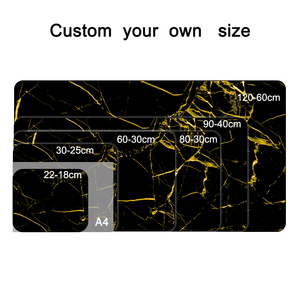 Custom Logo Black Gold Marble Computer Keyboard Mat Large Natural Rubber Base Mousepad Large Gaming <b>Mouse</b> Pad with Stitched Edge - Product Image 2