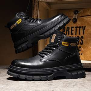 Men's <b>Work</b> Safety <b>Boots</b> Genuine Leather <b>Waterproof</b> Anti-Slip Evergreen All Seasons Construction Site Wear-Resistant - Product Image 6