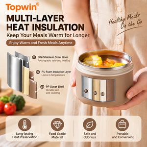 Boîte à lunch isotherme en acier inoxydable 304 de qualité alimentaire, 350 ml, 650 ml, empilable, multi-couches, avec sac thermique - Product Image 5