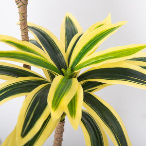 Plantes vertes artificielles, <span class=keywords><strong>Bambou</strong></span> de la Chance à 2 têtes, Lys à bordure dorée, Décoration pour la maison, le salon, la table à manger, 70 cm, Feuilles collées - Product Image 2