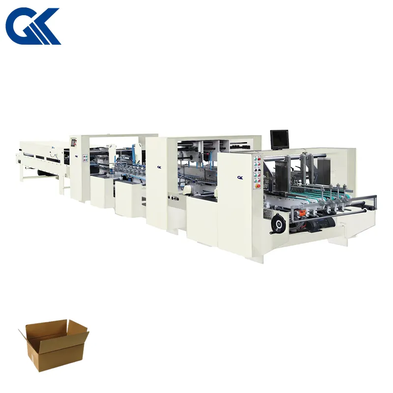 High Speed 4 und 6 Ecke Wellpappe Milch karton Box Wellpappe Box Ordner Gluer Maschine (GK-P1200)