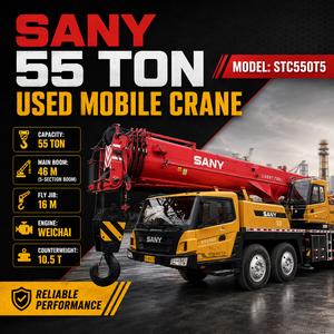Grúa móvil SANY STC550T5 usada de 55 toneladas con pluma de 46 m, brazo auxiliar de 16 m, motor Weichai, grúa hidráulica sobre camión en venta - Product Image 1