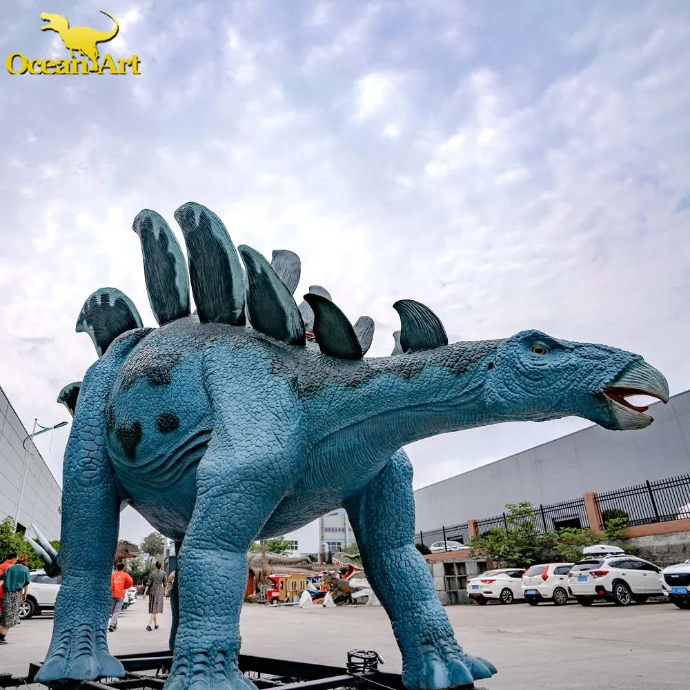 Dinozor tema parkı için gerçekçi Stegosaurus Animatronics dinozorlar