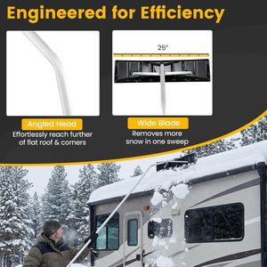 Kar Sökme Tırmığı 25 inç Bıçaklı 5-18.8FT Uzatılabilir Alüminyum Kar Temizleme Aleti Açılı Başlıklı Hafif Çatı Tırmığı Kamyon, Traktör için - Product Image 6
