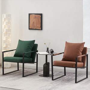 Sillón Individual de Estilo Nórdico con Estructura de Hierro y Cojín Suave para Sala de Estar - Product Image 3