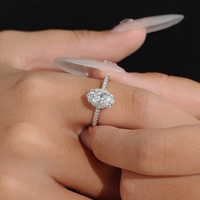 Bague de fiançailles en argent sterling 925 avec halo de moissanite taille ovale pour femme, cadeau de bijoux de mariée