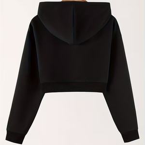 Sudadera con Capucha Negra Unisex de Estilo Hip Hop, Tejida, Lisa, Anti-Pilling, de Color Personalizado - Product Image 4