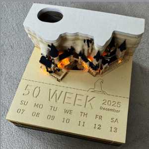 Escultura de Castillo <span class=keywords><strong>en</strong></span> Papel 3D para Decoración de Oficina - Bloc de Notas Personalizado con Calendario del Año del Dragón 2024 - Product Image 3