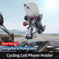 Pince de téléphone en métal pour moto, support à bille de 1 "25.4mm avec module d'absorption des vibrations, support de téléphone pour la navigation et la vidéo GPS.