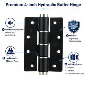 Charnière de porte à fermeture amortie hydraulique 4 pouces type E en alliage d'aluminium, capacité 40 kg, silencieuse, noir mat, avec amortisseur pour porte en bois d'hôtel - Product Image 5