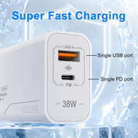 Tête de charge rapide PD 38W multi-ports Type C pour Android, chargeur mural Gold Label