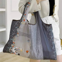 Sac d'épicerie réutilisable avec logo personnalisé, pliable, lavable en machine, sacs de shopping extra larges, sacs pliants légers en tissu polyester