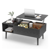 Ensemble de tables basses en bois noir multifonctionnelles pour salon moderne, tables basses relevables pour la maison