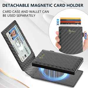 Men Vintage ID Credit Card Pop up Holder <b>Wallet</b> <b>RFID</b> Secure Slim <b>Wallet</b> with Detachable Magnetic Card Holder - Product Image 3