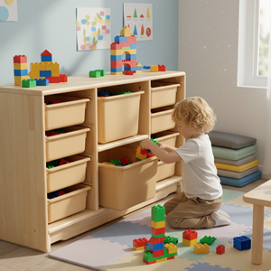 Mobiletto Organizzatore <span class=keywords><strong>Montessori</strong></span> Moderno Multistrato con 2 Ripiani e 5 Scomparti per Giocattoli, per Asilo, Scuola Materna, Aula Scolastica - Product Image 1