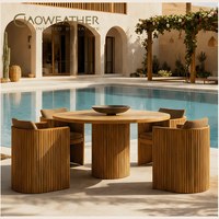 Ensemble de table et chaises d'extérieur pour hôtel, ensemble de table de jardin, ensemble de meubles d'extérieur en teck pour resort, table et chaises de salle à manger d'extérieur pour villa