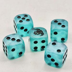 Salida de moq bajo, 5 uds., borde redondo, azul, translúcido, punta de mármol, dados personalizados, grabado de logotipo, juego de dados de resina acrílica de plástico - Product Image 1