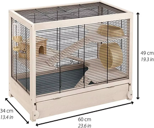 高級ポータブルカスタムペットハウス木製キャビンホーム家具ハムスターケージ（モルモット、小動物用、収納キャビネット付き） - Product Image 4
