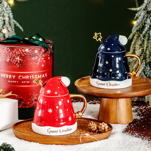 <span class=keywords><strong>Taza</strong></span> de café de cerámica con <span class=keywords><strong>diseño</strong></span> navideño bonito con tapa y cuchara para uso familiar en restaurante del día de Navidad - Product Image 4