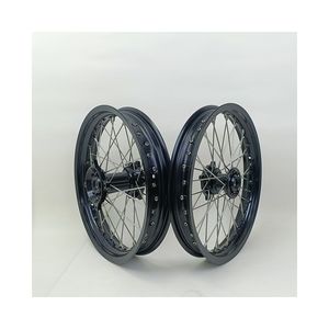 Nuevo Juego de Ruedas SX85 17 <span class=keywords><strong>Supermoto</strong></span> Motard, Aleación de Aluminio 7050-T6 Anodizado, Totalmente Negro, Rin Delantero/Trasero, Pit Bike, Mini Racing - Product Image 2