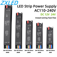 Adaptateur d'alimentation pour bande LED ultra-mince, AC110v-220v vers DC12v/24v, pour éclairage intérieur, câblage instantané sans outil
