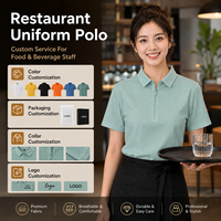 Camiseta Polo Personalizada para Uniforme de Restaurante, Camiseta Polo de Trabajo de Color Sólido para Mujer, Uniforme para Personal de Servicio de Alimentos, Logotipo OEM, Venta al Por Mayor