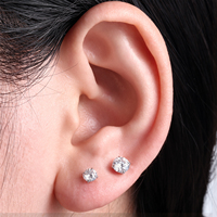 Серьги-гвоздики из титана ASTM F136 G23 с цирконием 5А, классический дизайн, позолоченные, с круглым цирконом, ювелирные изделия для женщин, OEM