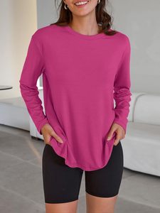 Camisetas de manga larga de gran tamaño para mujer, Camisetas Básicas de cuello redondo 2025, camisetas de otoño, ropa de entrenamiento informal - Product Image 6