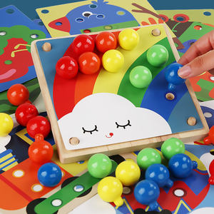 2024 Baby Wood Rainbow Mushroom Nails Pegboard Game Otros Juguetes Educativos de dibujo para niños - Product Image 4