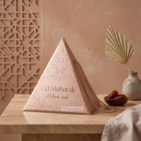 Individuell Bedruckte Arabische Pyramidenförmige Trennwand-Schachtel für Süßigkeiten, Biologisch Abbaubare Geschenkbox für Baklava, Kunafa, Datteln und Desserts