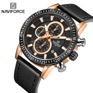 NAVIFORCE-reloj de cuarzo NF8003 para niño, cronógrafo deportivo de negocios con correa de cuero genuino, resistente al agua - Product Image 1