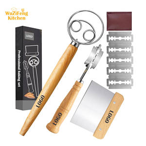 ชุดอุปกรณ์<span class=keywords><strong>ทำ</strong></span><span class=keywords><strong>ขนมปัง</strong></span> แปรงตีแป้ง ที่ตัดแป้ง ที่ขูดแป้ง 5 ใบมีด สแตนเลส พร้อมด้ามไม้ - Product Image 1