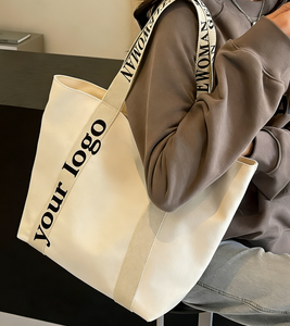 Custom Logo Printed Handle Canvas <strong>Tote</strong> <strong>Bag</strong> with Zipper <strong>Large</strong> Capacity Cotton Canvas <strong>Tote</strong> <strong>Bag</strong> <strong>for</strong> Brands Wholesale - Product Image 4