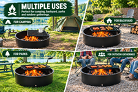 Anneau de feu en acier avec grille de cuisson, anneau de feu rond d'extérieur pour les campings et les parcs