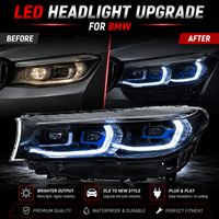 Ensemble de phares LED BK pour BMW Série 7 2016-2018, double couleur DRL, style laser, projecteur, plug and play