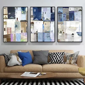 Modern Abstract Architecture Handmade Canvas Art Oil Painting for Home Goods Wall Living Room Decor