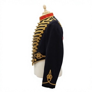 Veste Victorienne Style Uniforme d'Artillerie Équestre Napoléonienne Col Noir Rouge Tresse Dorée Vêtement d'extérieur pour Homme - Product Image 4
