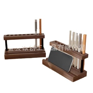 Wooden Pen Holder Multi Functional <b>Desktop</b> Stationery With Phone <b>Stand</b> Square Shape Customizable Color - Product Image 1