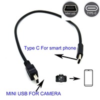 Kabel OTG Universal 30CM 50CM 1M USB Tipe-c Ke Kabel Mini USB USB-C Male Ke Mini-B Male Adapter Converter
