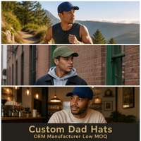 Casquette de baseball en sergé de coton avec logo personnalisé, 6 panneaux, non structurée, visière incurvée, réglable, vente en gros fabricant, faible MOQ