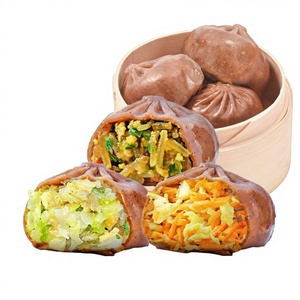 Petits pains vapeur au sarrasin, garniture poireau, oeuf, carotte, champignon, peau fine, petit-déjeuner, semi-finis, substitut de restauration rapide, surgelés - Product Image 1