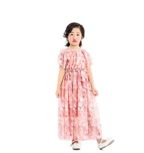 Оптовая продажа, детская одежда, элегантное белое кружевное платье с длинным рукавом и оборками для маленьких девочек